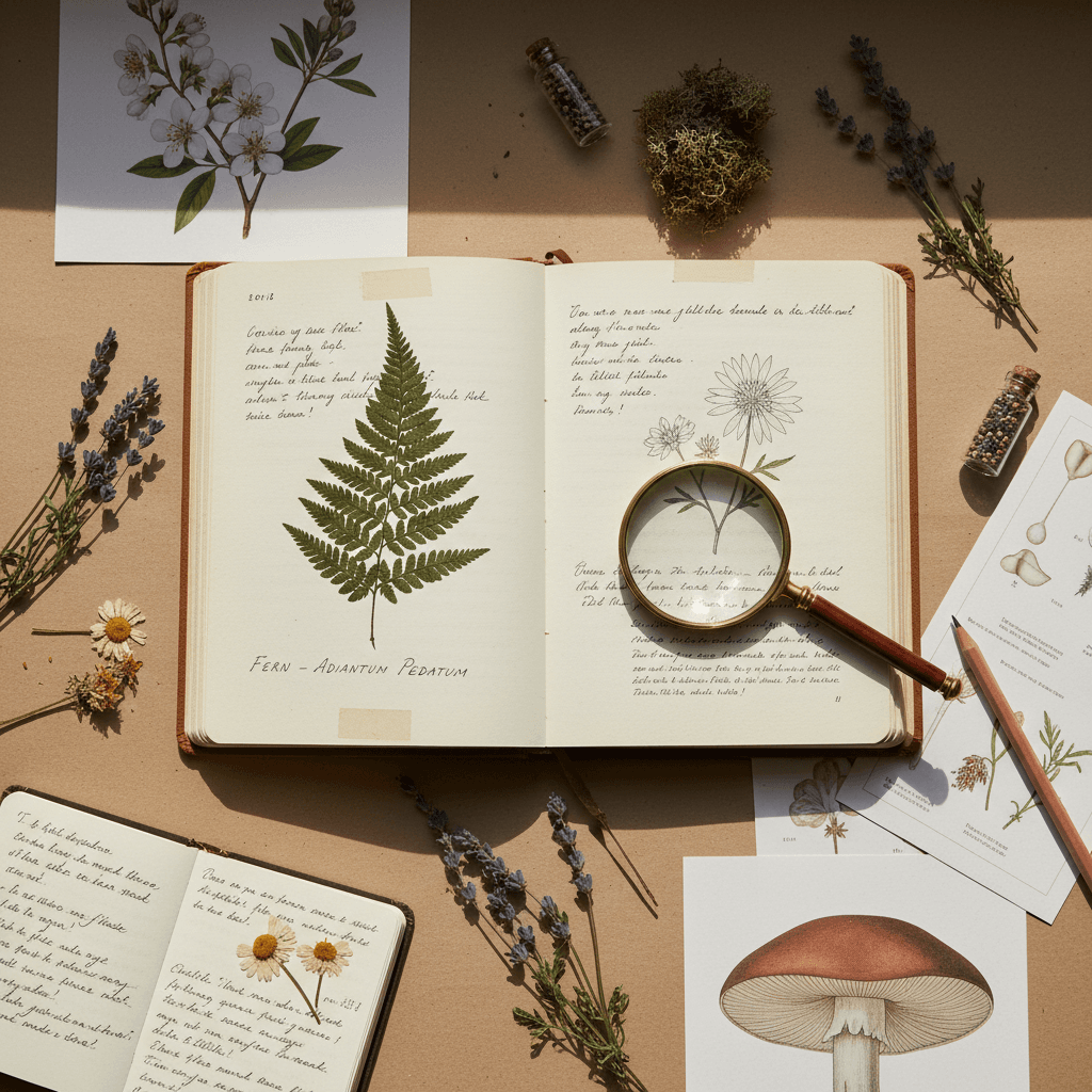 Livro aberto com anotações sobre segurança no uso de plantas