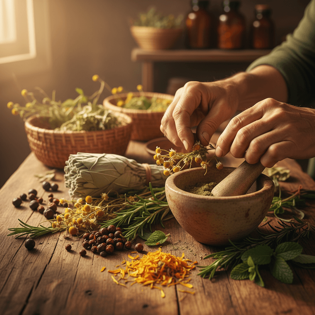 Preparação prática com plantas medicinais